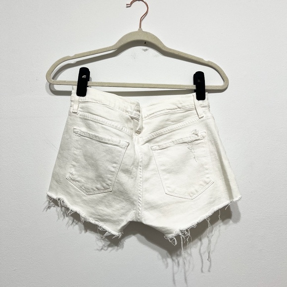 Frame Denim Le Cutoff Cotton Stretch Distressed Cut Off Blanc Rookley Jean Short - Picture 4 of 4